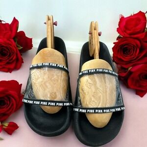 Victoria's Secret  Pink black and clear Y2K style slide On Sandals L‎